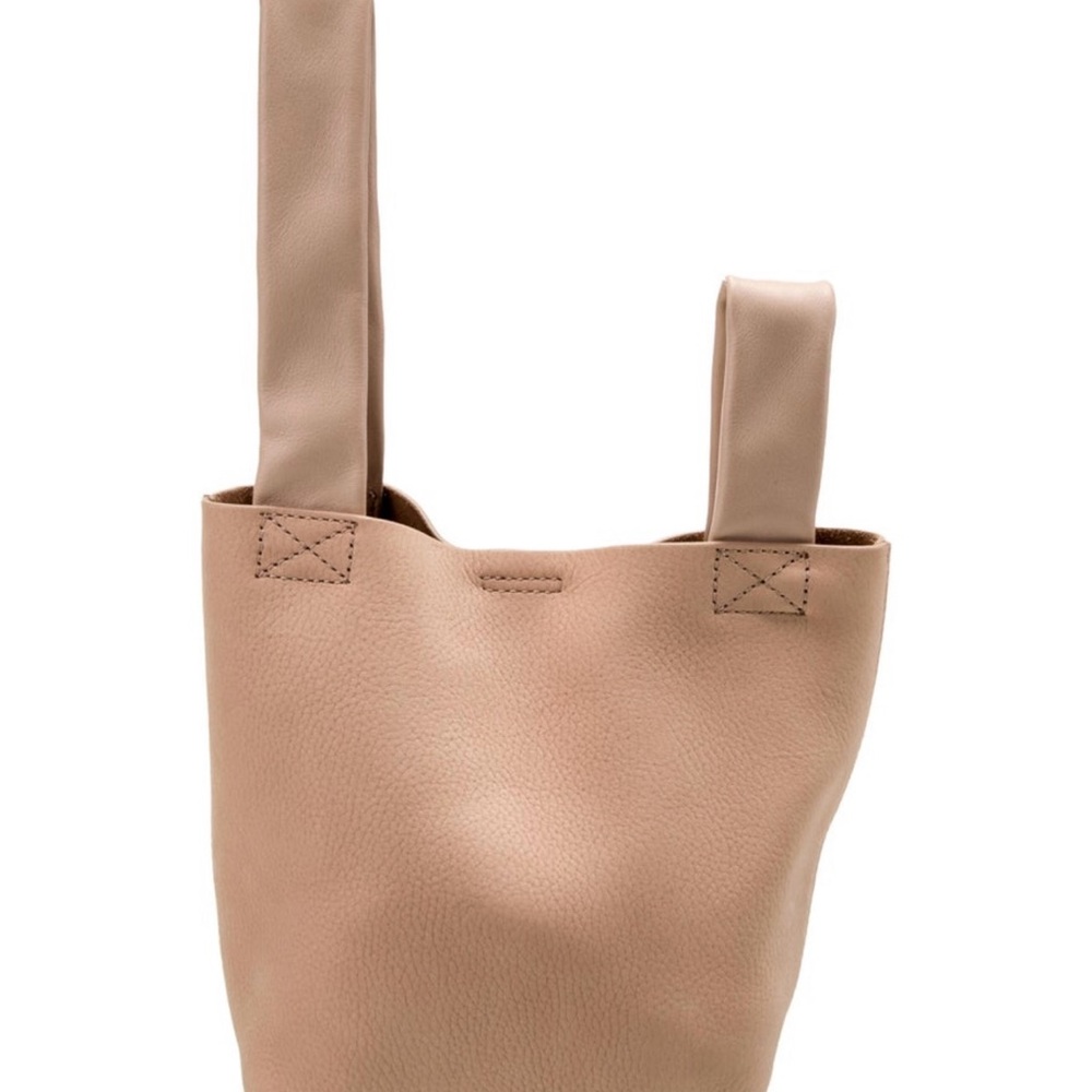 Theory Tan Asymmetrical strap w crossbody strap pebbled Leather tote